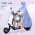 耀王 电动车雨衣PVC骑行车衣仪表透明男女电动自行车双人亲子雨披 亲子-樱花粉 均码 