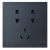 FSL 七孔插座（黑） D02黑色系列86型墙壁暗装插座面板定制
