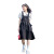 贝纤朵女童夏装套装韩版2023新款3-16女孩洋气裙子夏季休闲中大童背带裙 黑色套装两件套1593  110cm