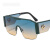 大框连体金属太阳镜 牛图腾装饰UV400欧美男女墨镜骑行风镜 C4 蓝框双灰片