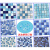 曦凰游泳池水池鱼池景观陶瓷马赛克瓷砖拼图蓝白色砖户外5箱起发 三色浅蓝-48  30×30