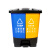 垃圾分类垃圾桶商用学校干湿有害厨余三合一脚踩双桶100L带盖 100升桶绿厨余+灰色其他 送垃圾袋