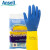 安思尔Ansell 224X氯丁橡胶防化加长手套 内衬植绒耐酸碱化学溶剂餐饮石油化工手套 (1副) 蓝黄色 10码