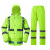 锐麻反光雨衣套装交通路巡逻分体防护防水雨披 升级款荧光绿 4XL 