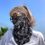 夏季防晒面罩户外骑车护颈薄款围脖透气韩版围巾面纱电焊工防护头套 腰果（白）+小字母（黑）