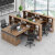 财务办公桌办公室桌椅组合简约现代职员员工工位电脑桌双人办公桌 1.4米7字型3人位（含侧柜+椅子 1.5米双人位+柜+椅子