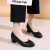 百舸 软底皮鞋 春秋正装女工作鞋黑色中跟高跟平底鞋 圆头职业皮鞋跟高3.5cm 39码