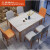 麦哟宝北欧亮光岩板实木餐桌椅组合小户型长方形饭桌西餐椅餐桌家用 胡桃色 [ 哑光白岩板 ] 1.3*0.8+4椅