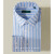 十米布 新品亚麻条纹长袖衬衫男修身商务休闲男士扣领衬衣春季 蓝色 40