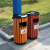 庄太太【镀锌板塑木咖啡色】户外垃圾桶室外拉圾筒环卫分类环保垃圾箱果皮箱