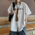 DICIFYdk制服衬衫男设计感领带短袖美式复古ins休闲衬衣夏季情侣宽松 杏色 2XL