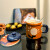 迪士尼复古马克杯油画艺术感杯子女家用喝水杯办公室咖啡杯带盖陶瓷杯 专款盒装喇叭花