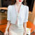 VOCKOO2023夏季新款气质优雅珍珠飘带雪纺衫衬衫感别致上衣短袖女 白色 S