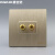 拉丝香槟金86型一位音响插座面板金色双头孔音箱5.环绕音频插座 绕音频插座