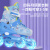 Angelamiao轮滑鞋儿童溜冰鞋女童初学者可调滑轮鞋滑冰旱冰鞋成人直排轮蓝色