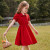 森林与孩子女童连衣裙2024夏薄款儿童泡泡袖衬衫裙公主裙薄 红色 110