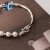 祥盛欣S925银不规则树枝半镯小众设计时髦巴洛克珍珠波浪手链送女友老婆