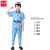 谋福 演出服志表演服 长征合唱服装 蓝色红军短袖套装 130cm 