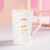 创意陶瓷咖啡马克杯带盖勺个性潮流牛奶喝水杯子男女早餐茶杯 白色-G盖+勺