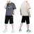 经典圆领运动休闲套装男2023夏季新款纯棉短袖t恤短裤两件套宽松 卡其色 xl