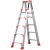 折叠梯 加宽加厚铝合金双侧工程人字合梯伸缩折叠扶梯阁楼梯 升 全三角片加固款0.8米铝合金材质 红白