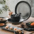 LY（烈垚） 日式餐具套装碗碟和风家用黑色复古碗盘怀旧陶瓷中式防烫饭碗 金属黑10头套餐（建议2人餐使用）