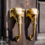 奴风复古铜制大象门把手印度手工创意衣柜橱柜门对开门大门拉手大 小象黄色 单只 11.5cm