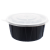 联嘉 一次性碗黑色圆形密封外卖盒带盖打包盒黑碗+透明盖 1250m 200套