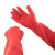 冰禹 BYQ-918 工业清洁橡胶手套 耐用耐磨丁腈手套 保洁劳保防水手套 红色38cm 5双 L码