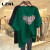 LZNL 潮牌女装短袖T恤女2024夏季新款韩版宽松时尚百搭字母印花上衣 墨绿色 XL 130-150斤