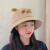 珂纷（KEFEN）帽子女韩版学生春天可爱小熊耳朵渔夫帽日系薄款遮阳盆帽潮 黑色光板硬顶水桶帽