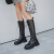 比度格林蘭品牌厚底高筒靴女秋冬季新款英伦风时尚骑士靴女长筒马靴 黑色单里 34
