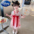 迪士尼（Disney）汉服女童儿童女款夏款连衣裙新款花神古装唐装古风超仙襦裙 红色 90