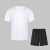 纯色体能服上衣夏季体能训练服套装圆领短袖T恤透气舒适户外运动 白色体能套装 165-170/84-88