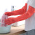 东方红 55CM橡胶加长防水手套 厨房洗碗乳胶长袖洗衣洗车清洁防护 红色5双 M码