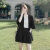 UOSU短袖小西装套装女士薄款夏季休闲设计感小众韩版西服外套 黑色 8843 S 建议85-110