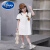 迪士尼男童时尚韩版夏季新款短袖套装中小童洋气休闲宽松POLO衫兄妹六一 米白Polo裙 160