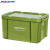 京顿塑料周转箱军绿色收纳箱带盖子储物整理箱存放箱收纳盒 中号单个