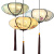 纯庆新中式吊灯中国风创意手绘画布艺灯笼餐厅酒店会所仿古典艺术灯具 直径40cm鸟语花香