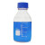 沪教（HUJIAO）透明玻璃丝口瓶 密封蓝色塑料螺旋盖子带刻度 实验耗材仪器 500mL丝口瓶