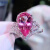 特奇玛皇冠水滴形粉红色人造宝石开戒指优雅时尚个性气质洋气百搭戒指潮 粉色戒指【开口可调】