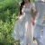 UOSU小众设计感情侣装夏季韩版短袖T恤女连衣裙法式一裙一衣潮 女生连衣裙 S
