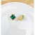 ZBJP落耳钉女气质方块耳饰绿色精致水钻水晶宝石百搭银针镀 红色 925银针 方块