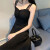 潮衣控吊带裙夏季法式仙女吊带连衣裙性感黑色气质长款赫本小黑裙长裙女 黑色(优质面料) S65-85斤