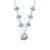 Chan Luu海蓝半月形宝石 天然粉色钱币珍珠吊坠镂空银质女士项链 奢华简雅 aquamarine