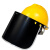 防护面罩安全帽面屏防冲击飞溅透明电焊焊帽打磨隔热防烤脸面具 套装(支架+黑色电焊面屏)+黄色