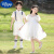 迪士尼（Disney）六一儿童节合唱表演服女童舞蹈蓬蓬裙男童礼服幼儿园毕业演出服装 白色 男款套装 送白色袜子 100cm(100cm)