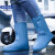 防雨鞋套 防汛硅胶雨鞋套男女下雨加厚防滑耐磨学生便携式雨靴仿 纽扣款-高筒蓝色109 XL40-42码
