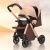 贝舒驰婴儿推车可坐可躺双向避震折叠宝宝手推车轻便简易小孩新生儿童车 金管卡其-双向房车-移动的婴儿床