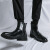 麦迪传奇高帮尖头男靴子个性擦色侧拉链马丁靴秋季大码英伦正装皮鞋 CX-M841-5黑色 38